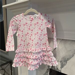 The Proper Peony Pink Hearts Dress in Pima Cotton, Size 24m